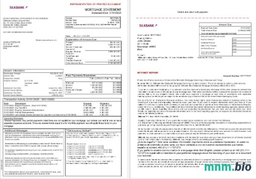 Pakistan Silkbank wyciąg z kredytu hipotecznego w formatach Word i PDF, 3 strony 1-2